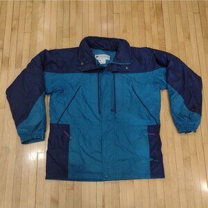 Vtg Columbia Jacket Womens 18/20 Winter Coat Colorblock Goose Down Blue READ